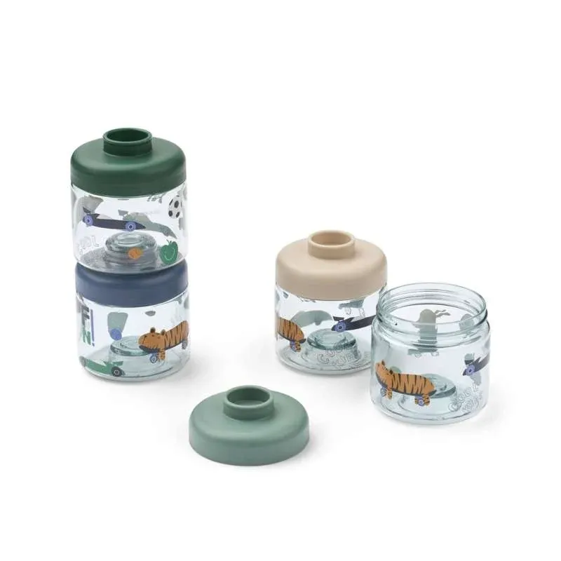 Liewood Dominique Små Madbokse - Tritan - 4-pak - 100 ml - Fun/Beach Blue