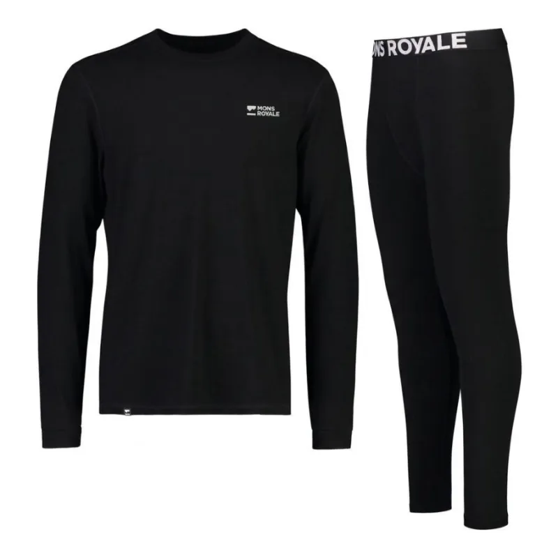Mons Royale Cascade Merino Base Layer Sæt, herre, sort