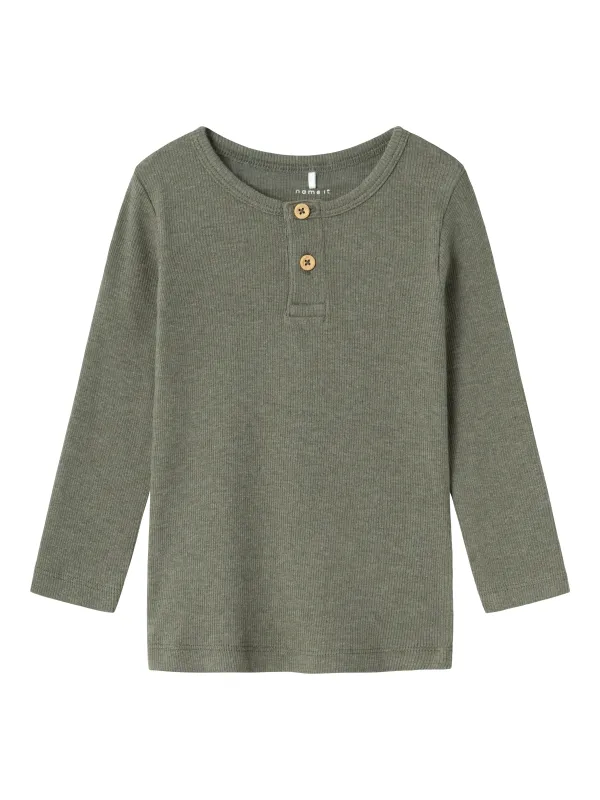 Name It Kab - Ls Shirt Noos - Dusty Olive Melange - 86 cm