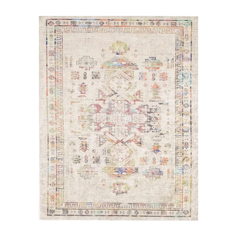 TEPPI WOOBTNY0245 gulvtæppe m. mønster, rektangulær - creme/multifarvet bomuld/chenille ( (120x180)