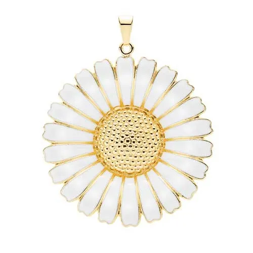 Lund Marguerit vedhæng i forgyldt Sølv - 43 mm