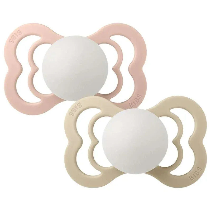 BIBS Symmetrisk Supreme Sut - 2-Pak - Str. 2 - Naturgummi - GLOW - Blush/Vanilla