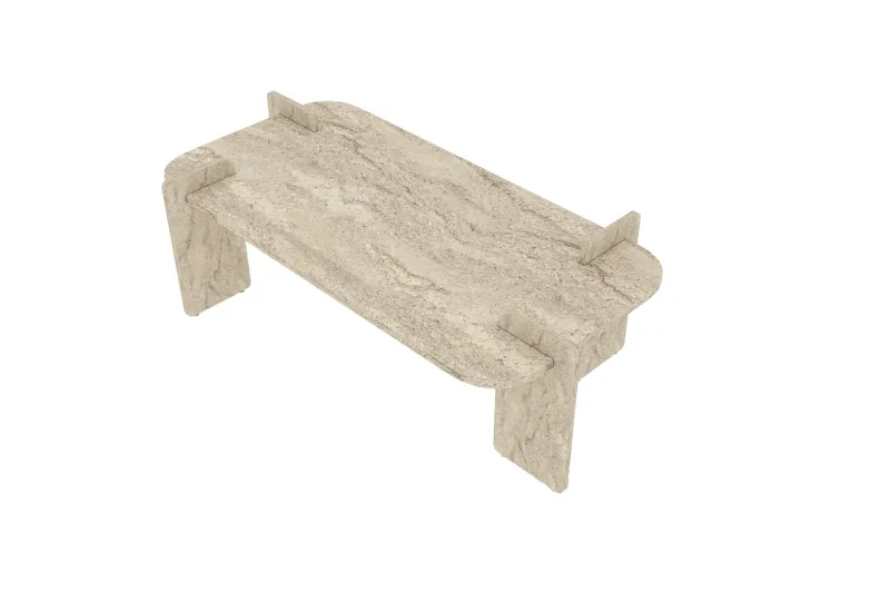 NORDVÄRK Lovge sofabord, rektangulær - sand travertin melamin (120x60)
