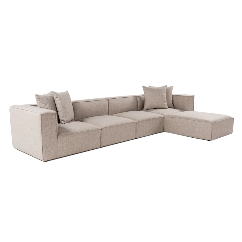 NORDVÄRK Sora (L1-O1-O1-1R-POUFFE ) hjørnesofa - sand-beige stof