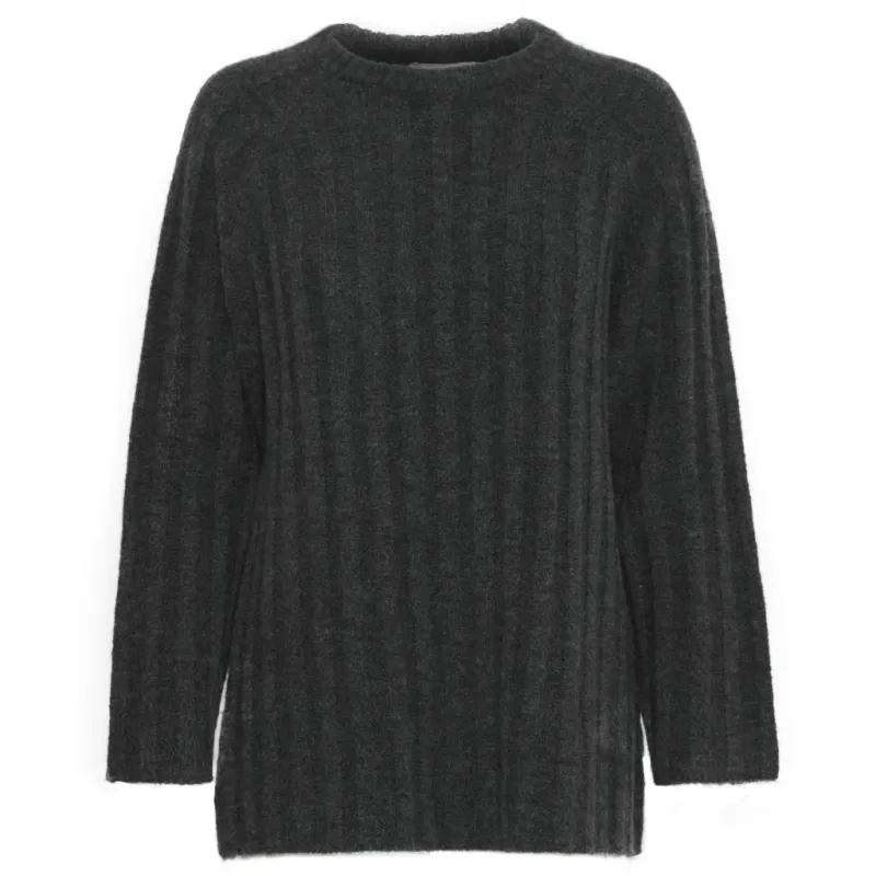 B.YOUNG dame strik BYMARIANNE - Dark grey melange