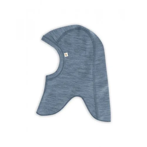 Elefanthue I 100% Økologisk Merino Uld Til Baby Og Børn, Tyk Kvalitet - 2 Lag Stof 50/56 Blue Melange
