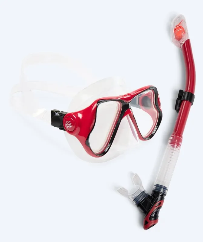 Watery Combo snorkelsæt til voksne - Hudson Full-dry - Rød - Snorkelsæt til voksne (+16 år)