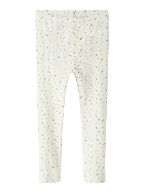 Lil Atelier Gago Slim Leggings - Coconut Milk/Small Flower - 92 cm