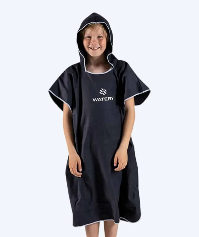 Watery badeponcho til junior (6-15) - Microfiber - Sort