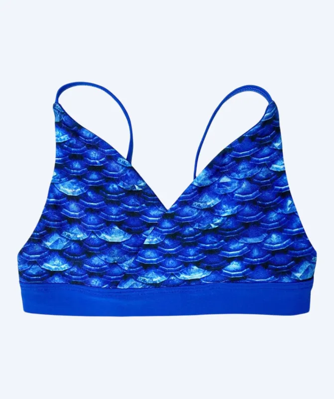 Fin Fun havfrue bikini top til piger uden flæser - Arctic Blue