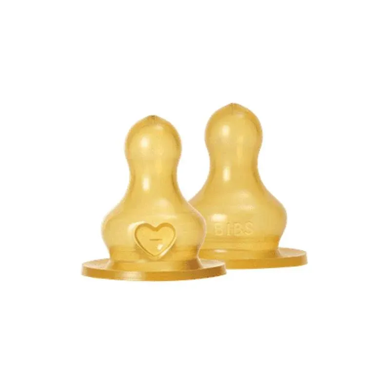 BIBS Bottle - Tilbehør - Suttehoved - Naturgummi/Rund - 2-Pak - Fast Flow