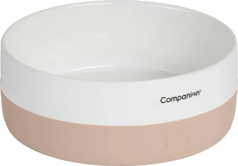Companion - Keramik hundeskål med silikonebund, Nude - 3 størrelser - 1