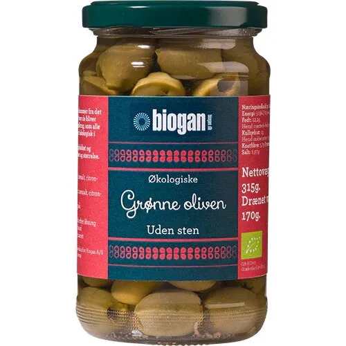 Oliven grønne u. sten Øko. - 340 gram