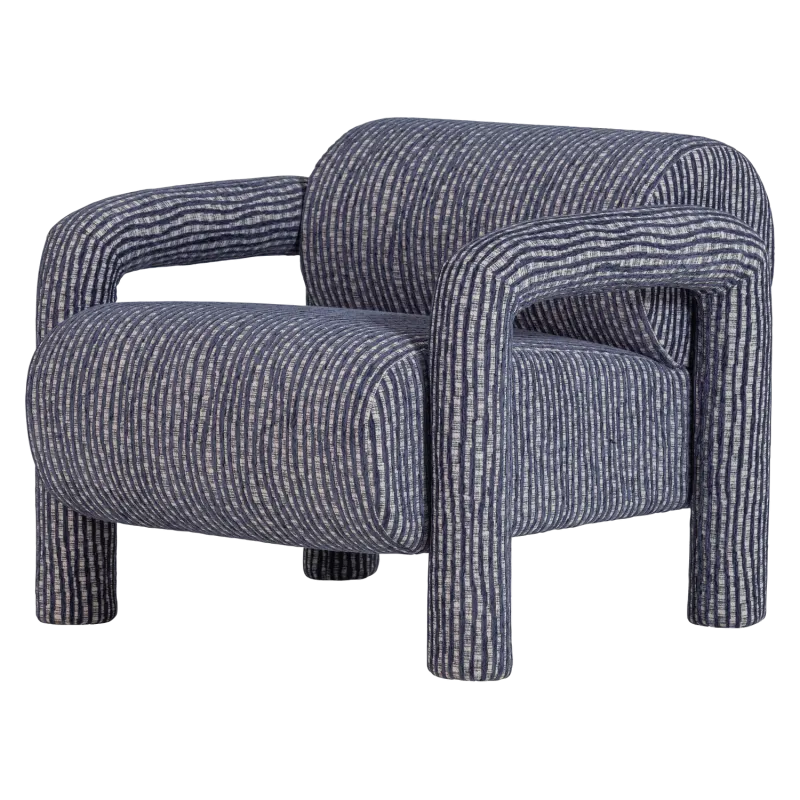 WOOOD Lenny lænestol, m. armlæn - grå/blå polyester stof