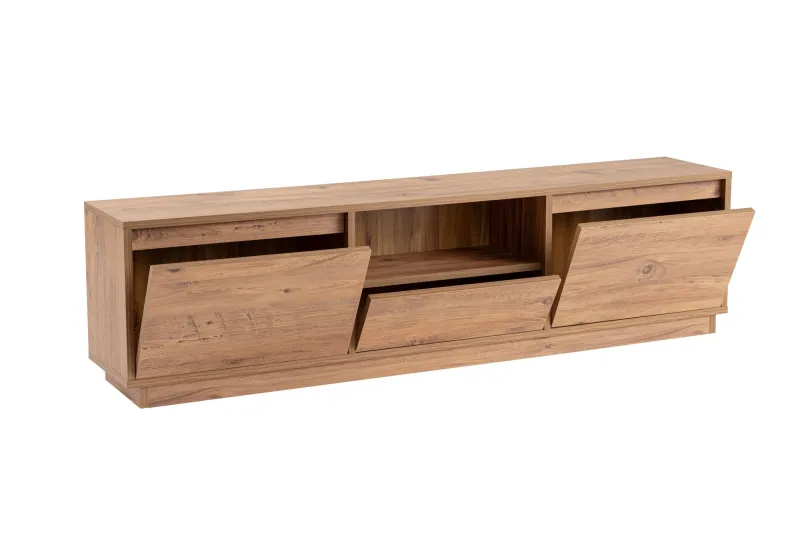 NORDVÄRK Vanguard TV-bord, m. 3 låger og 1 rum - Atlantic Pine melamin (160x29,5)