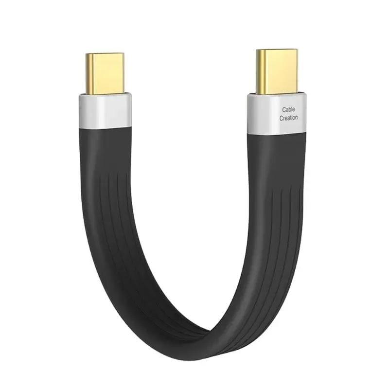 Fleksibelt USB-C til USB-C 3.1 kabel i FPC-design. 3A/20V/PD60W. 12 cm.