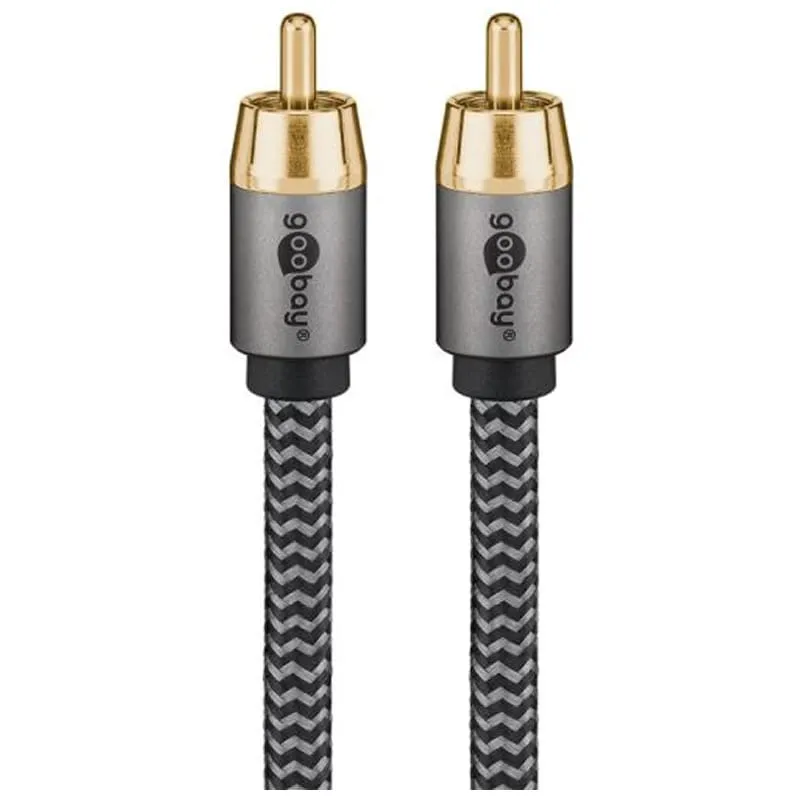 Goobay RCA Kabel Han til Han  -  Stofbeklædt HiFi Audiokabel  -  2m