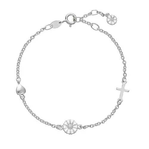 Lund Marguerit Armbånd i Sølv med Tro Håb og Kærlighed - 17 til 19 cm