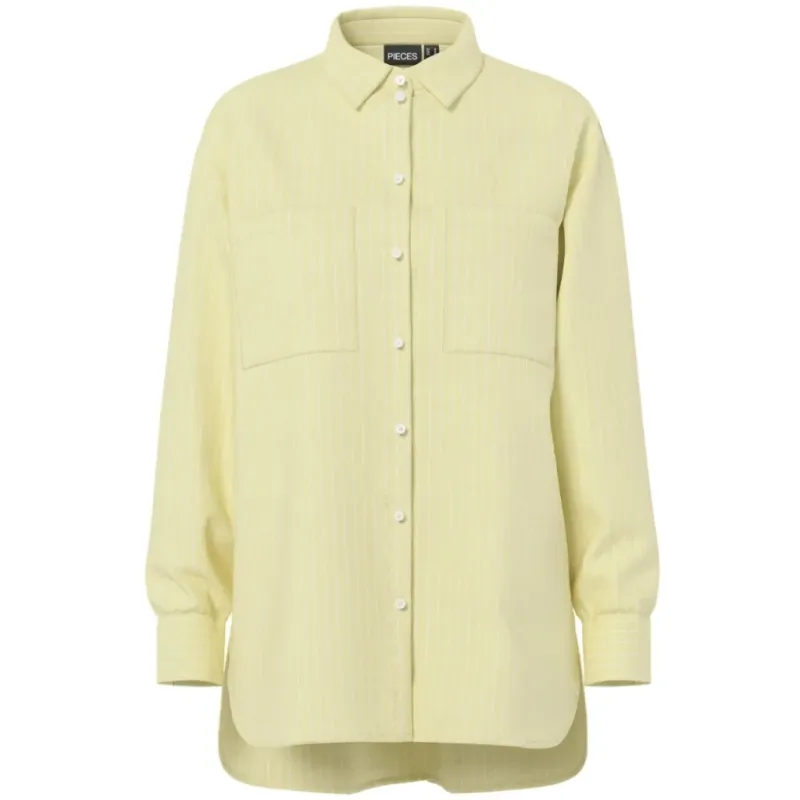 PIECES dame skjorte PCMELIA - French Vanilla Stripes thin bright white