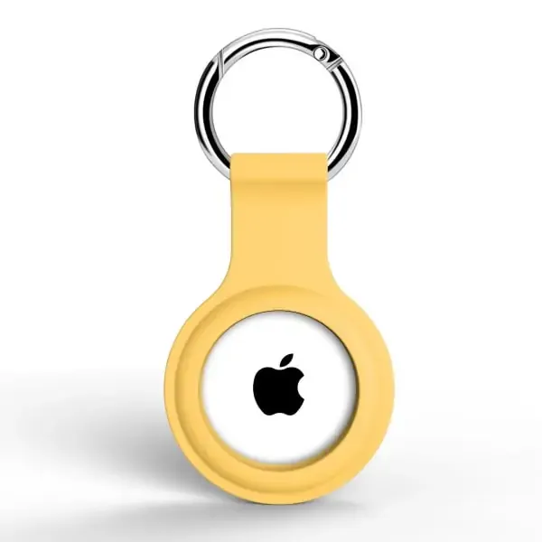 Apple AirTag nøglering i blød og holdbar silikone. Gul.