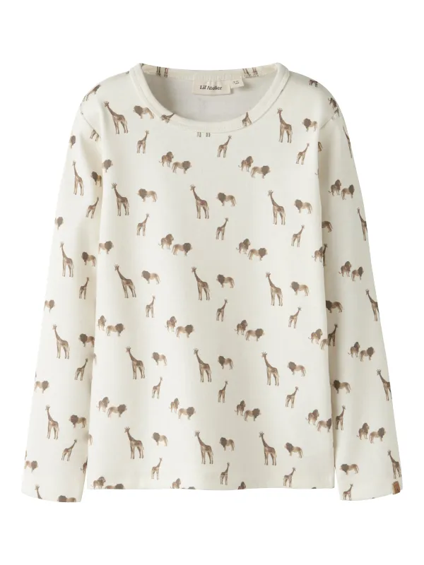 Lil Atelier Layo Geu LS Slim Top - Coconut Milk/Lion - 92 cm