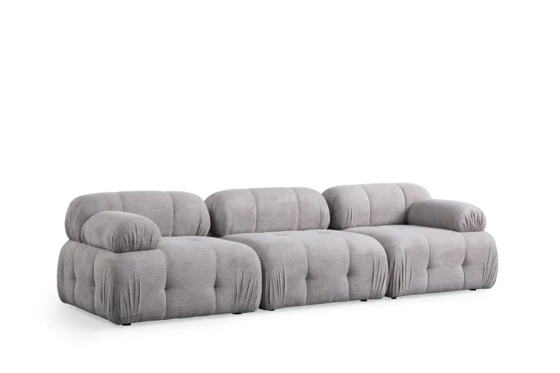 NORDVÄRK Petite 3 3 pers. sofa - lysegrå polyester og sort plastik