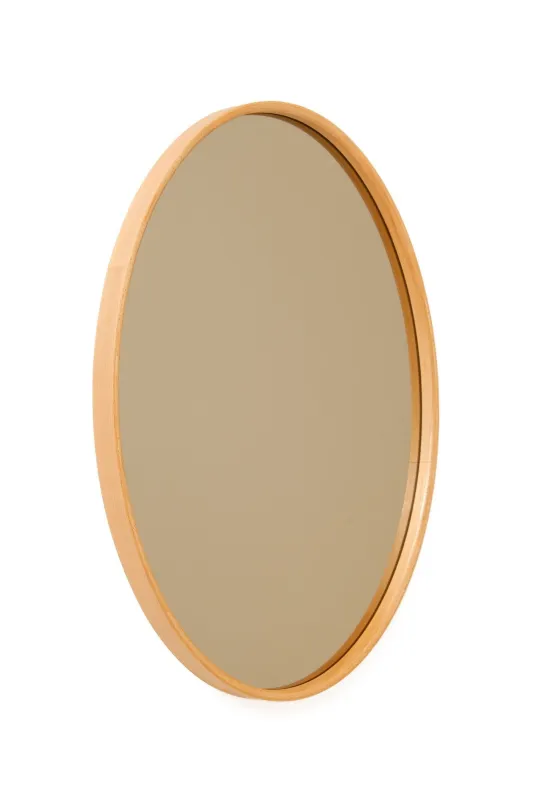 NORDVÄRK Elips vægspejl, elipse - spejlglas og natur egetræ (60x45)