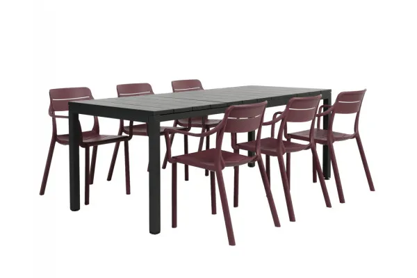 Nardi Rio Cassia Havemøbelsæt 140-210cm - Antracit/Borgogna