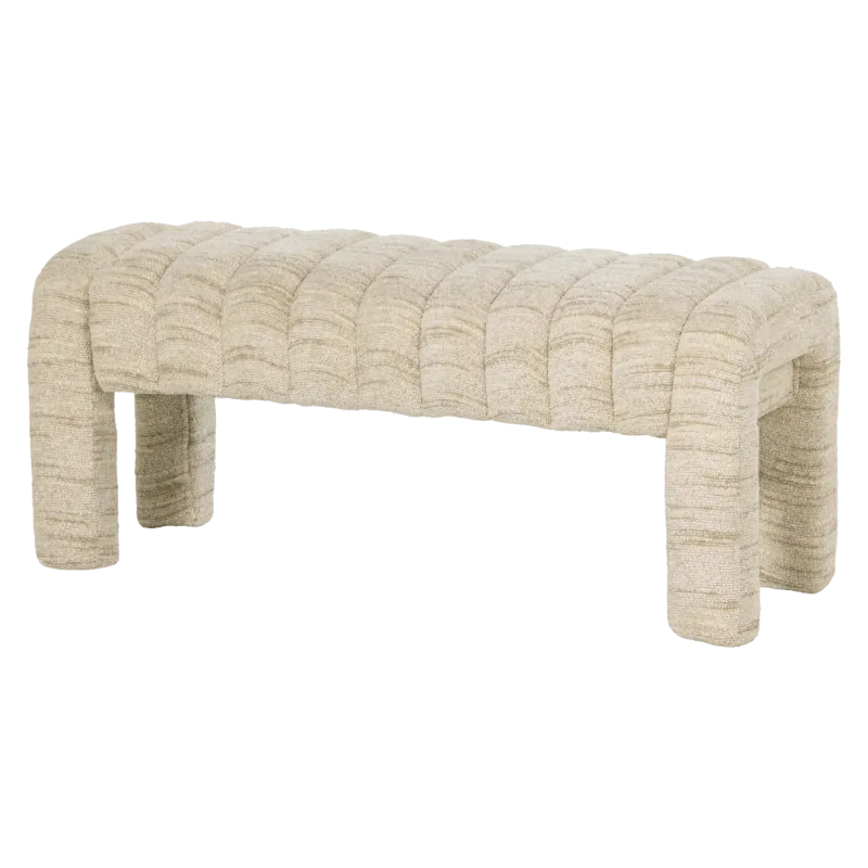 WOOOD Frex bænk, rektangulær - natur bouclé stof (110x43)