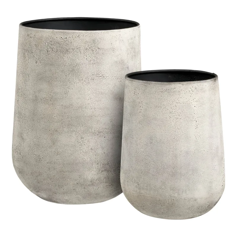 House Nordic - Hou Dekorationskrukke, Metal Antik, Beige - Sæt af 2 stk.