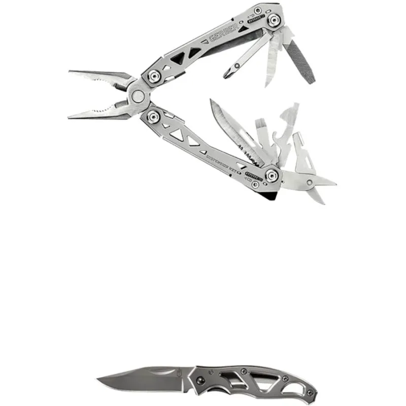 Gerber Suspension NXT & Mini Paraframe w-Gift T, multitool og kniv, sølv