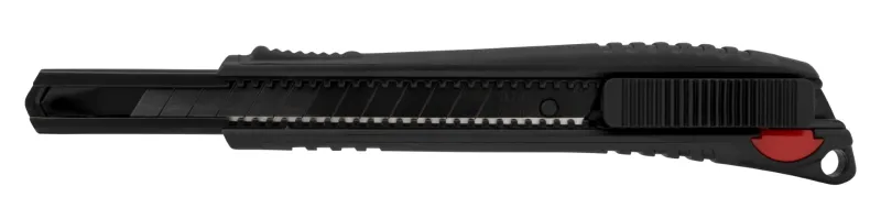 Kniv med 9 mm sort-oxideret knivblad og automatisk lås