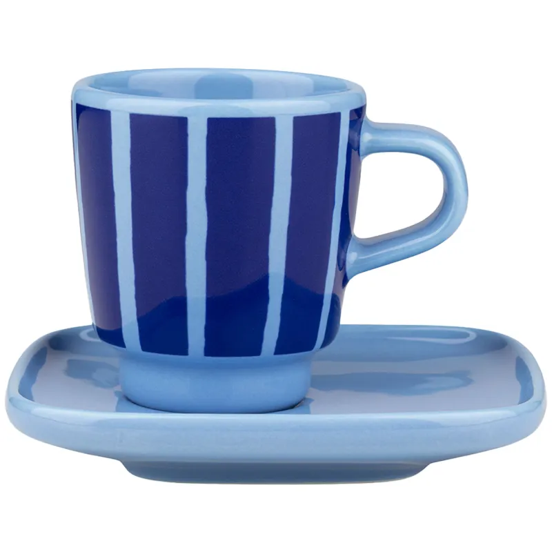 Marimekko Piccolo espressokop med underkop 5 cl, lyseblå/blå