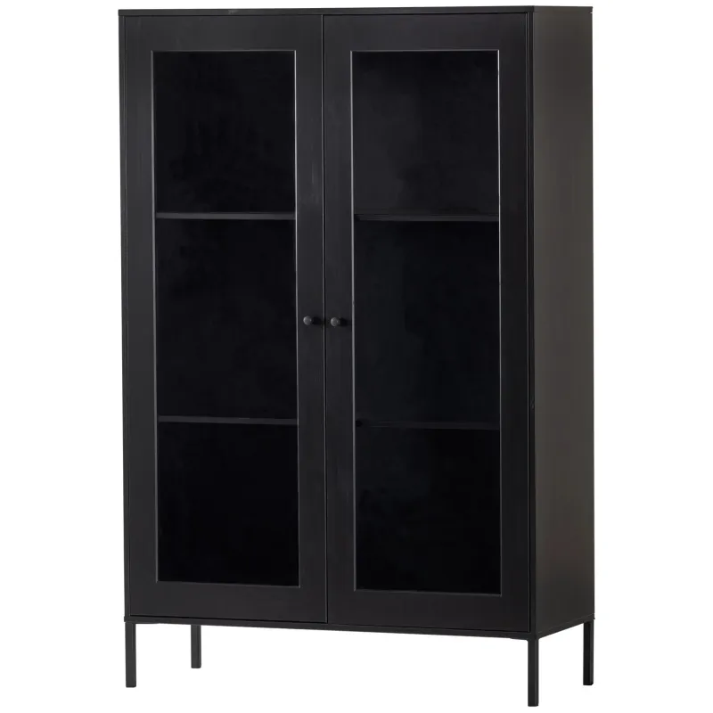 WOOOD - Xam Vitrineskab Fyr Sort FSC - 155x100x40 cm