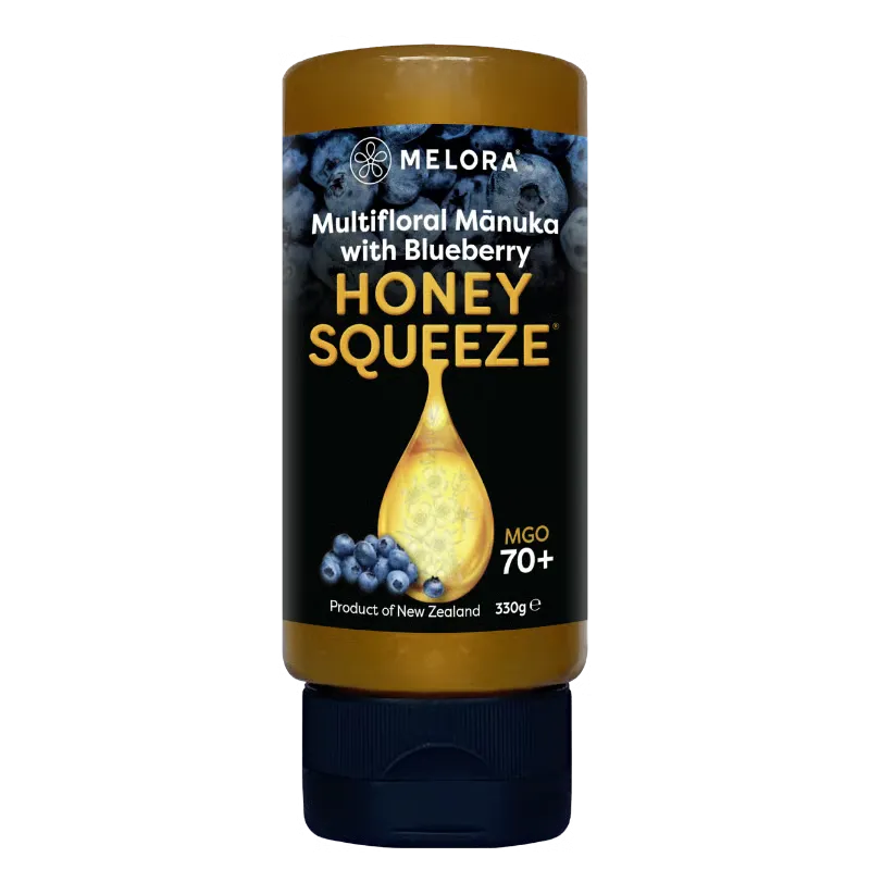 Melora Multifloral Manuka Honey 70+ MGO Blueberry Squeeze (330 g)