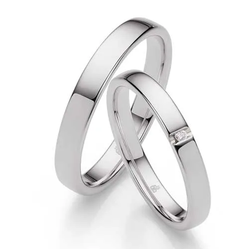 Vielsesringe i Hvidguld med Diamant 0,015 ct. - 3 mm