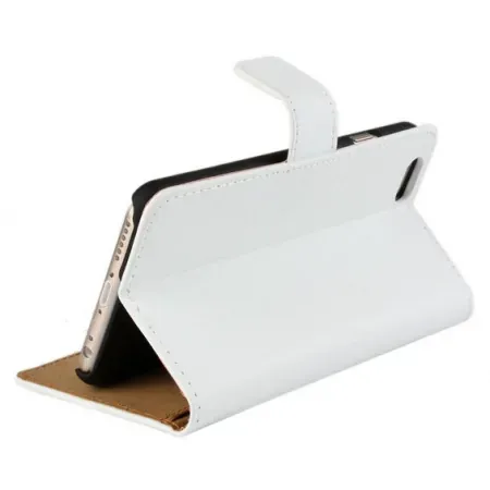 iPhone 6/6S læder cover & stander m kreditkortholder. Hvid.