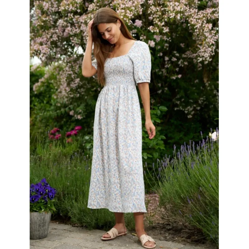 Liberté dame gro kjole 21268 - BLUE BROWN FLOWER