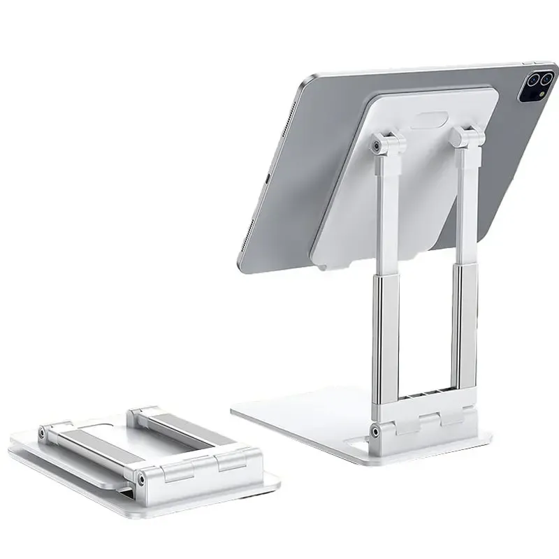 Universal Metal Stander til telefoner og tablets. Holder der kan foldes sammen. Hvid.