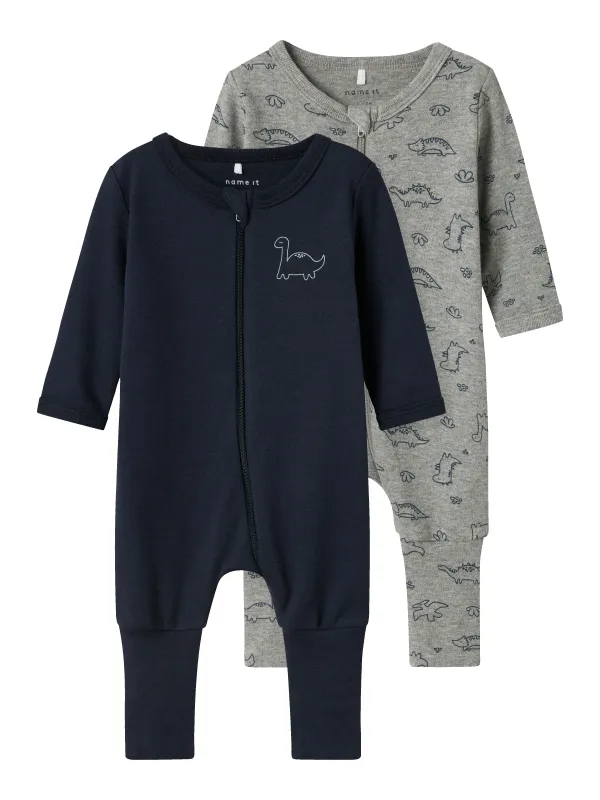 Name It Nightsuit 2 pak Dino - Grey Melange - 50 cm