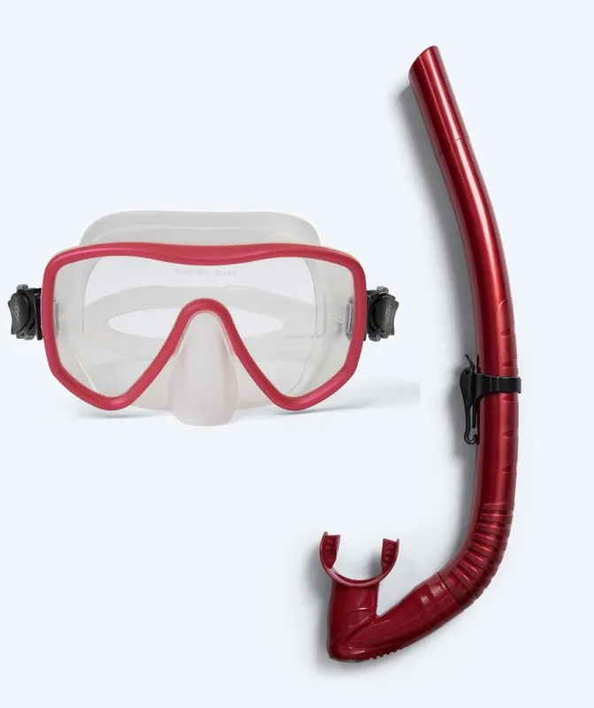 Watery Combo snorkelsæt til voksne (fra 15 år) - Coast - Rød/klar - Snorkelsæt til voksne (+16 år)