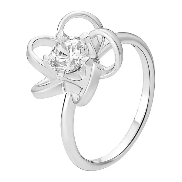 Sølvring med Blomst og Zirkonia