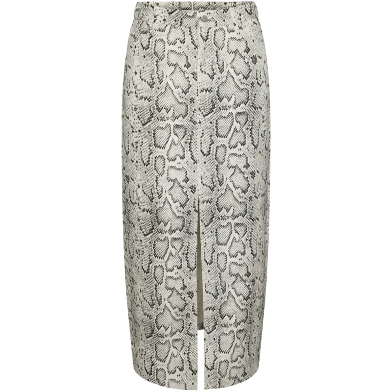 PIECES X DITTE ESTRUP X CILLE FJORD PCJESSICA SKIRT - Bright White Snake Print