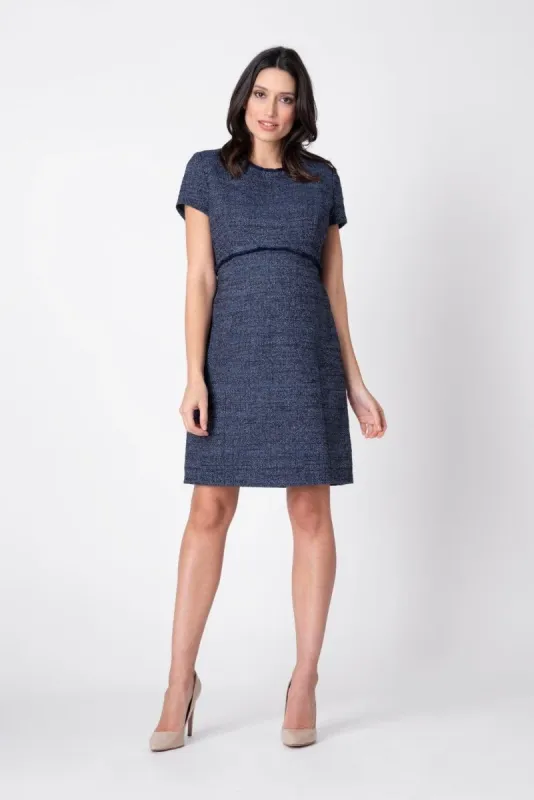Seraphine Kiara A Line tweed kjole til gravide, blåvævet - Seraphine - Dress - Buump