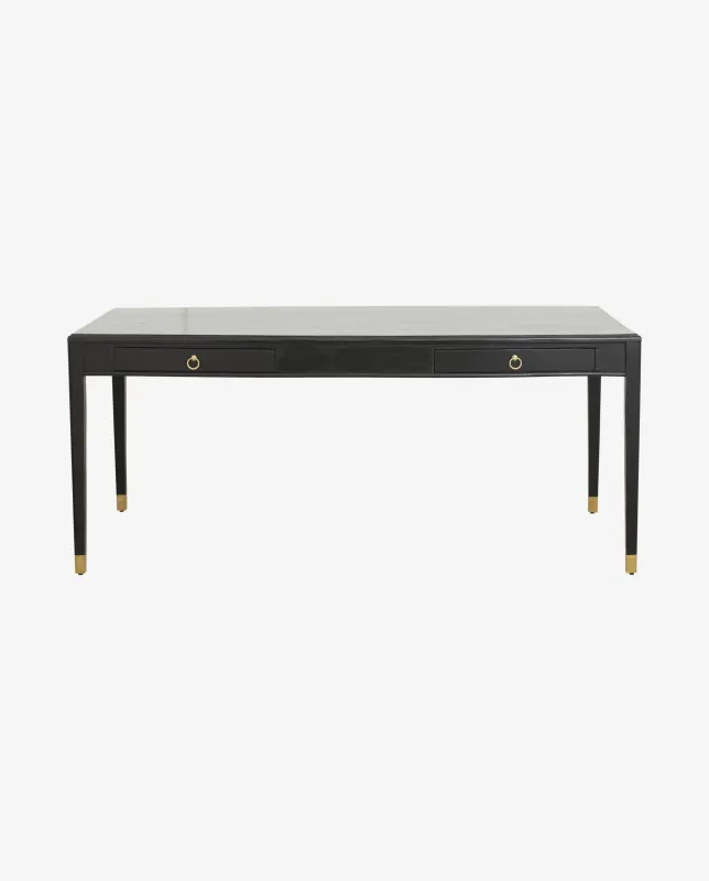 Nordal - EMS skrivebord med 2 skuffer, L  -  sort  -  L179 × B90 × H77 cm