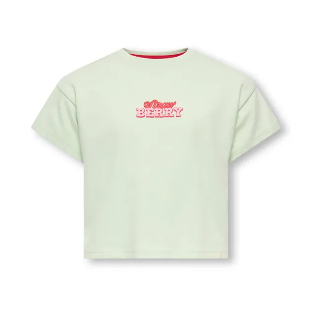 Only Mini Belinda Life SS Tee - Green Lily Strawberry - 92 cm