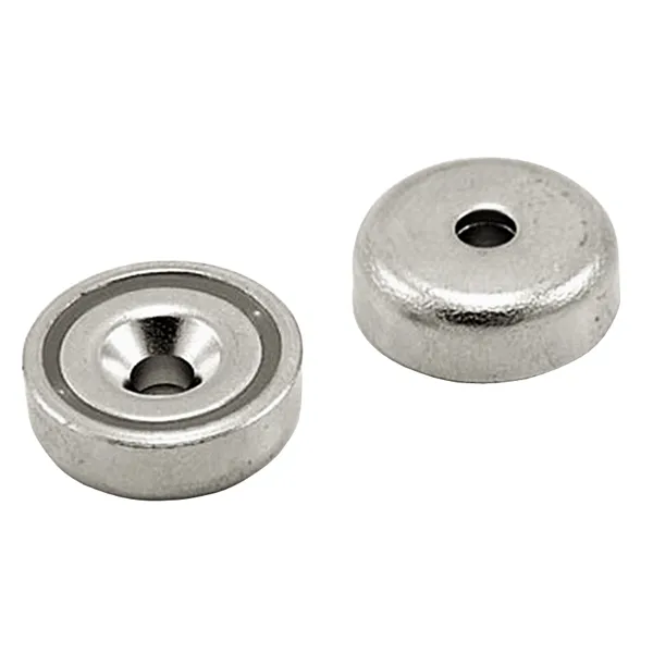 Neodymium Pottemagnet Ø40x8,0 med undersænket skruehul Ø5,5 mm