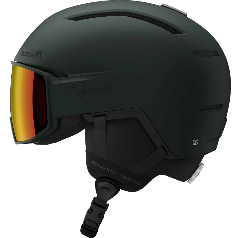 Salomon Driver Pro Sigma, skihjelm med visir, mørkegrøn