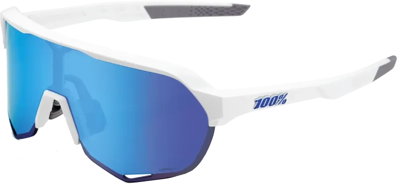 100% S2 - Matte White - HiPER Blue Multilayer Mirror Lens