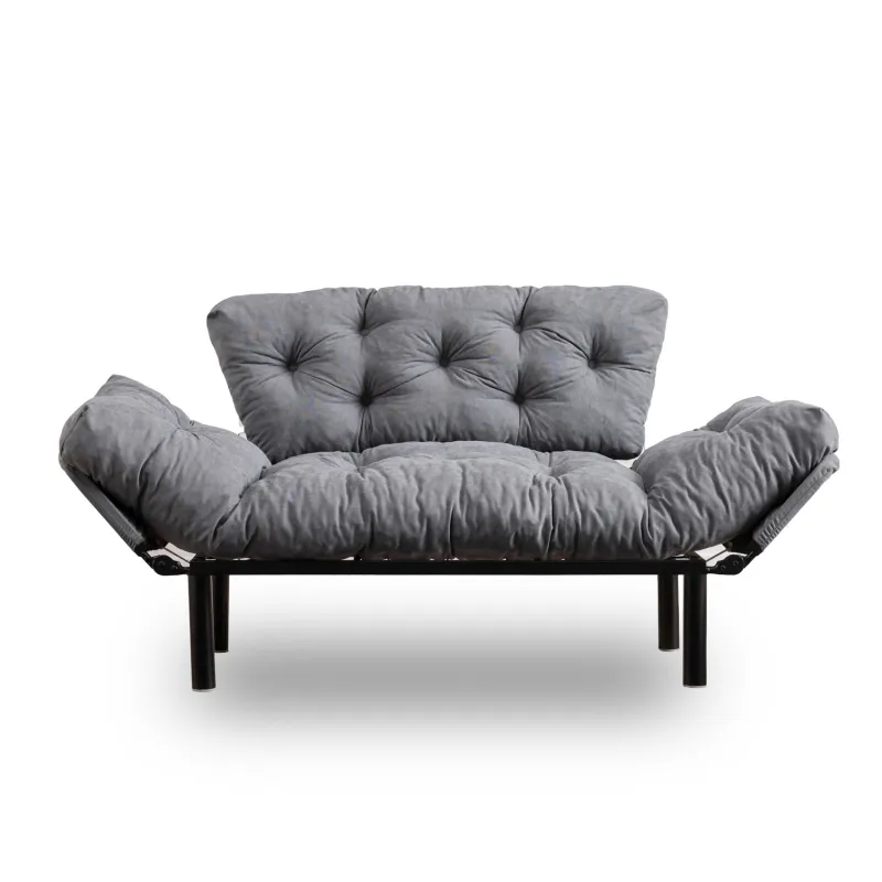 NORDVÄRK Nitta 2 pers. sovesofa - grå mikrofiber stof og plast